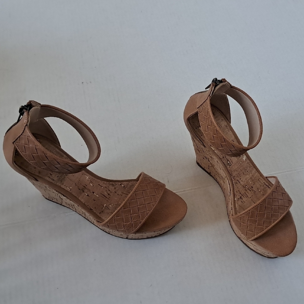 Elegant Tan Wedge Womens Sandals Size 7M